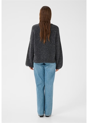 Alpha slit pullover Charcoal Melange Gestuz